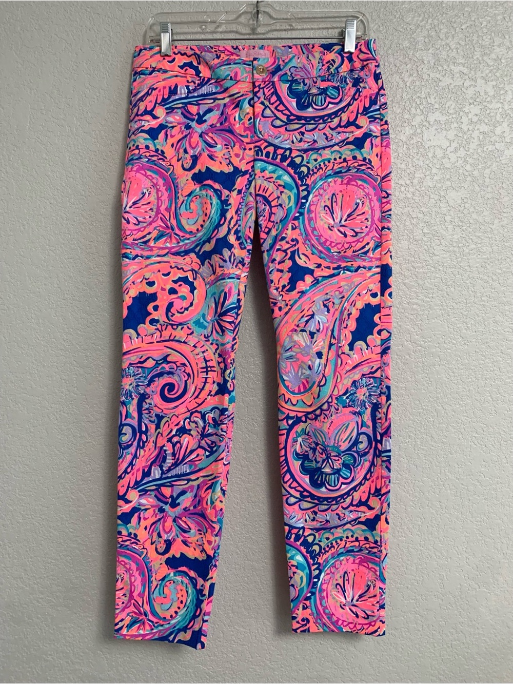 Lilly Pulitzer Pants Womens 4 Kelly Skinny Ankle Paisley Floral Drop Me A Lime